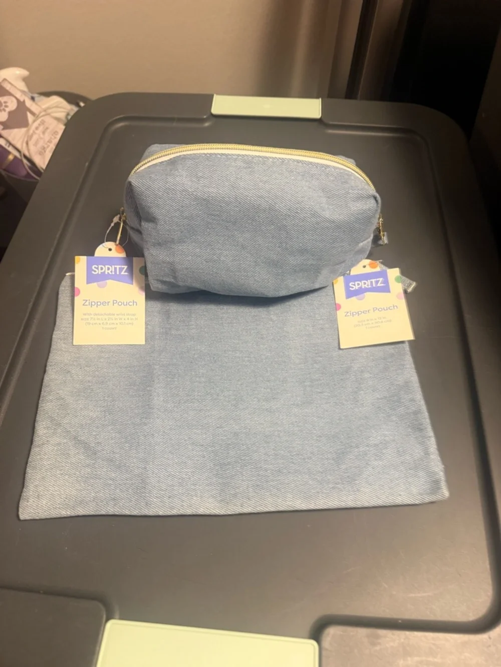 Spritz Light Blue Zipper Pouch Set - 2pc